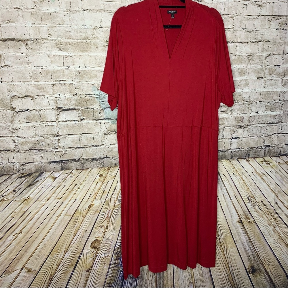 Talbots Red Plus V-neck Dress sz 3X